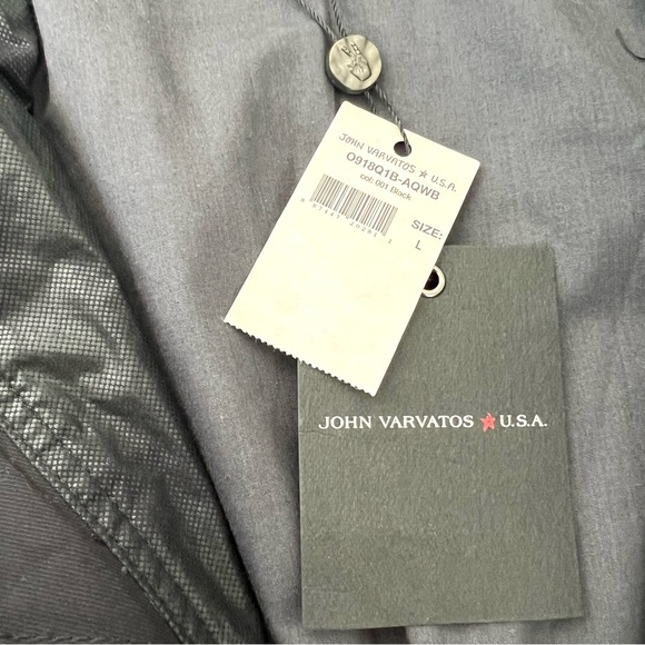 JOHN VARVATOS USA Black 100% Cotton Zip & Snap Long Sleeve Field Jacket Sz L NWT - Picture 14 of 16
